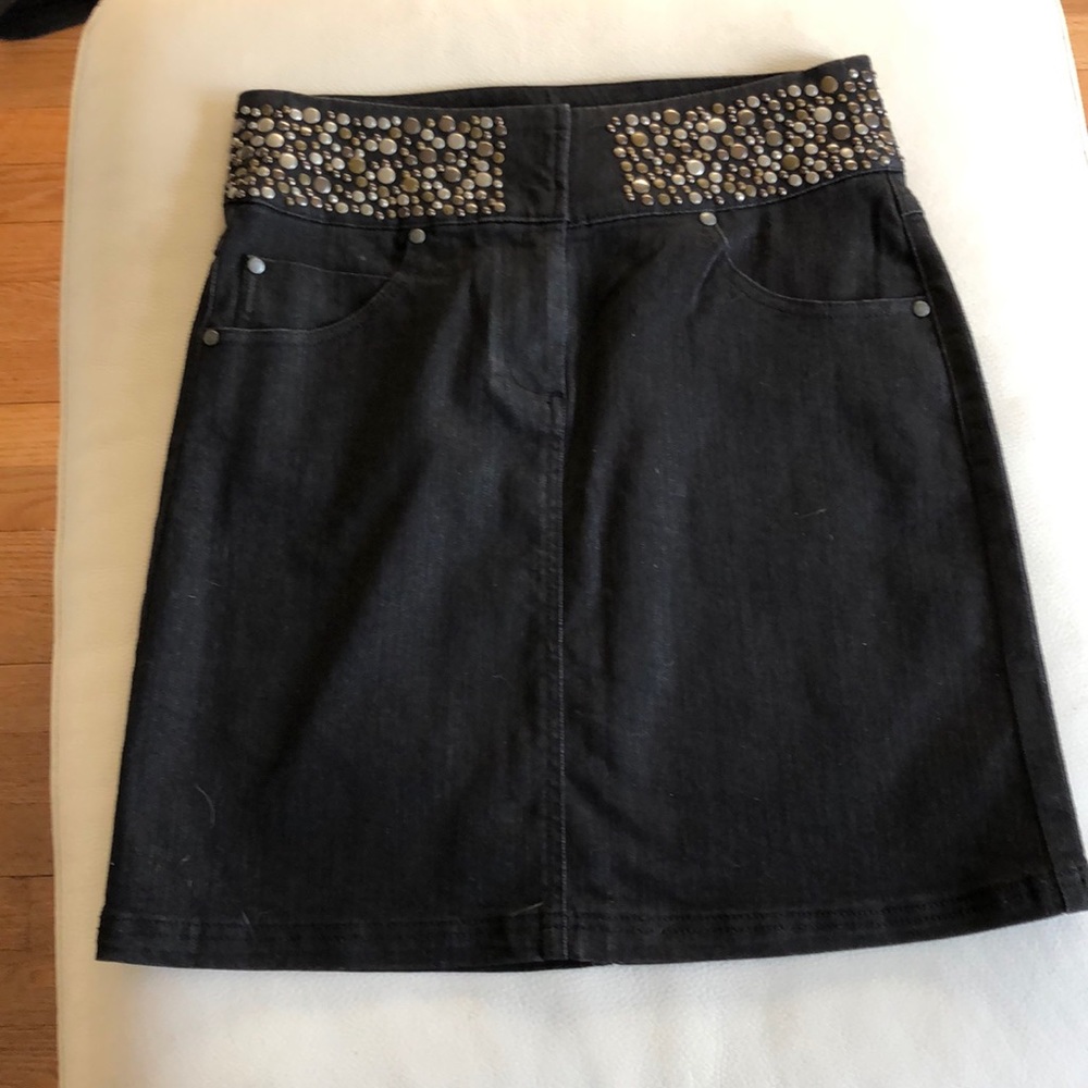 Etcetera black denim skirt with decorative studs